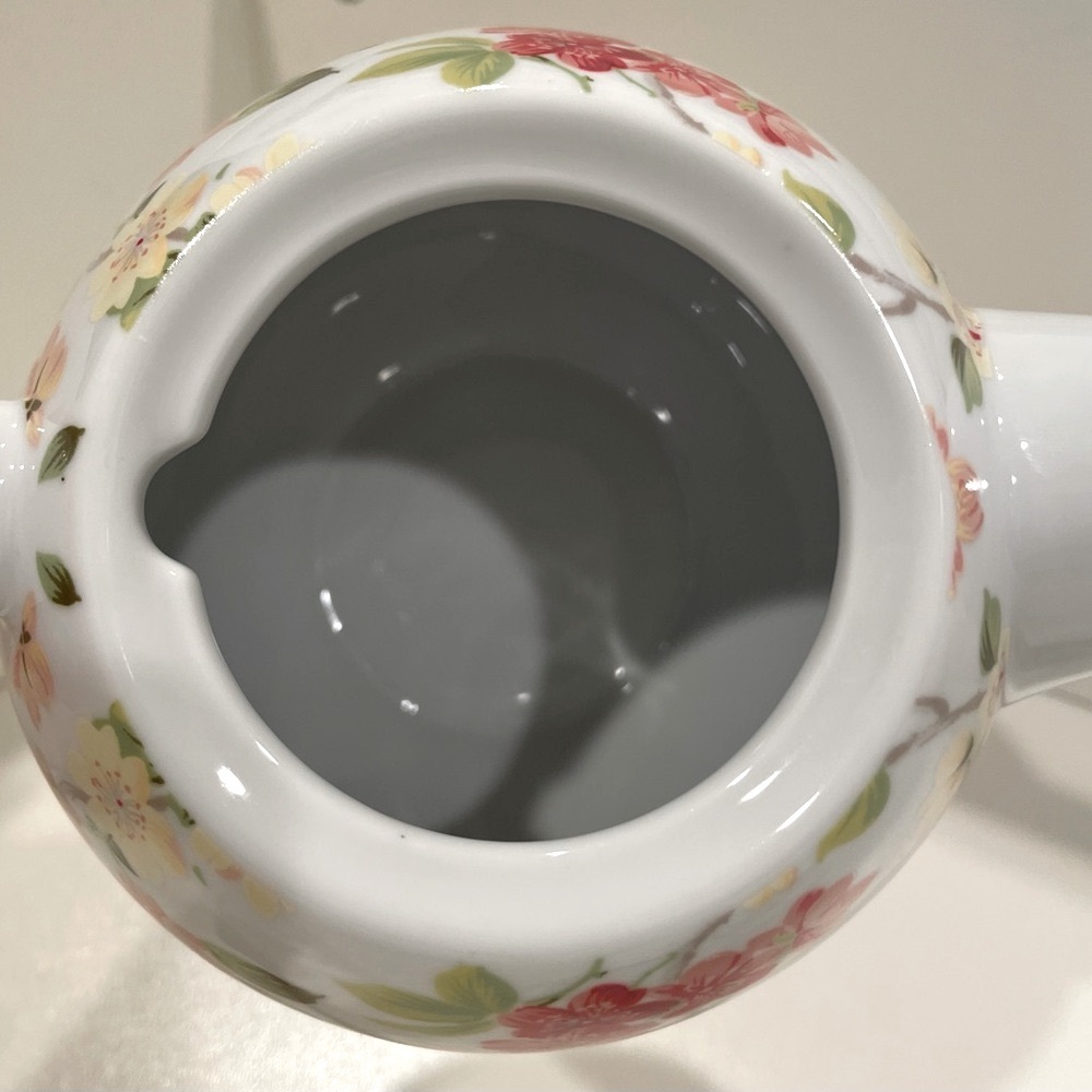 GANZ Teapot Ainsley-Style Floral w Coordinating Striped Lid | EUC - Picture 7 of 9
